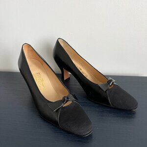 Salvatore Ferragamo | Black Leather Heels Bow Heels